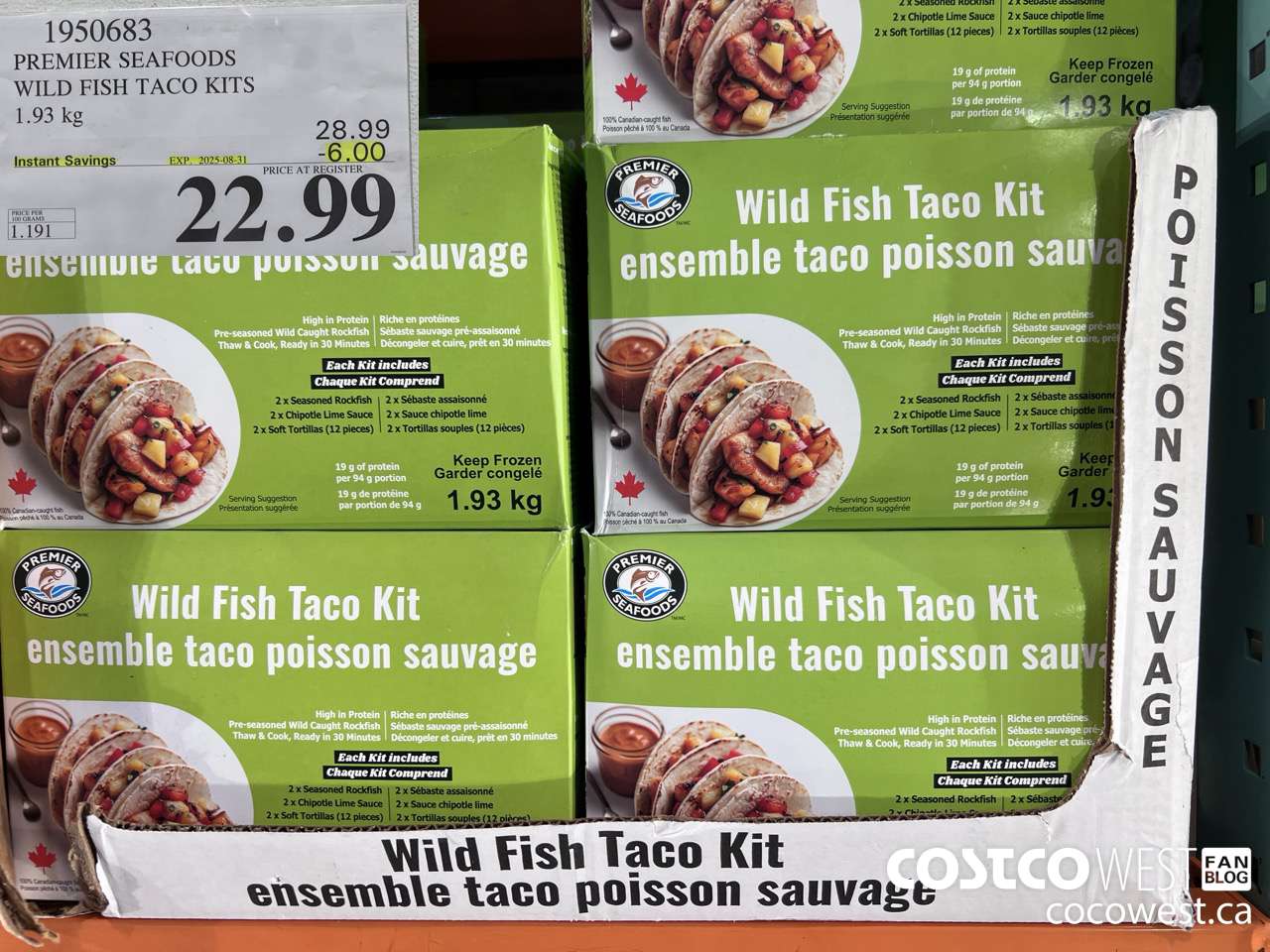 1950683 PREMIER SEAFOODS WILD FISH TACO KITS 1.93KG ($6.00 INSTANT SAVINGS EXPIRES ON 2025-08-31) $22.99