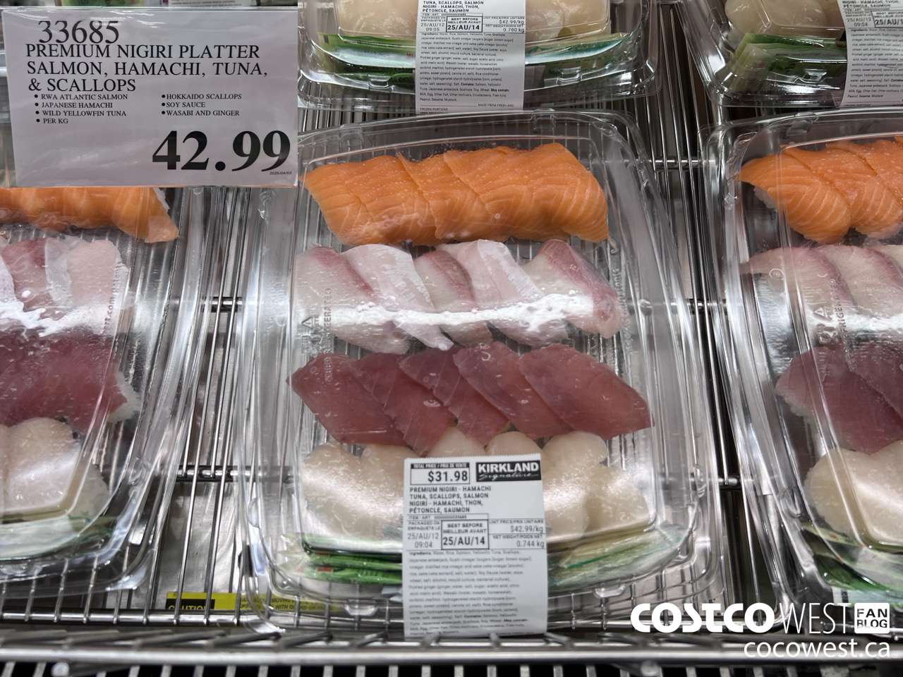 33685 PREMIUM NIGIRI PLATTER SALMON, HAMACHI, TUNA, SCALLOPS $42.99