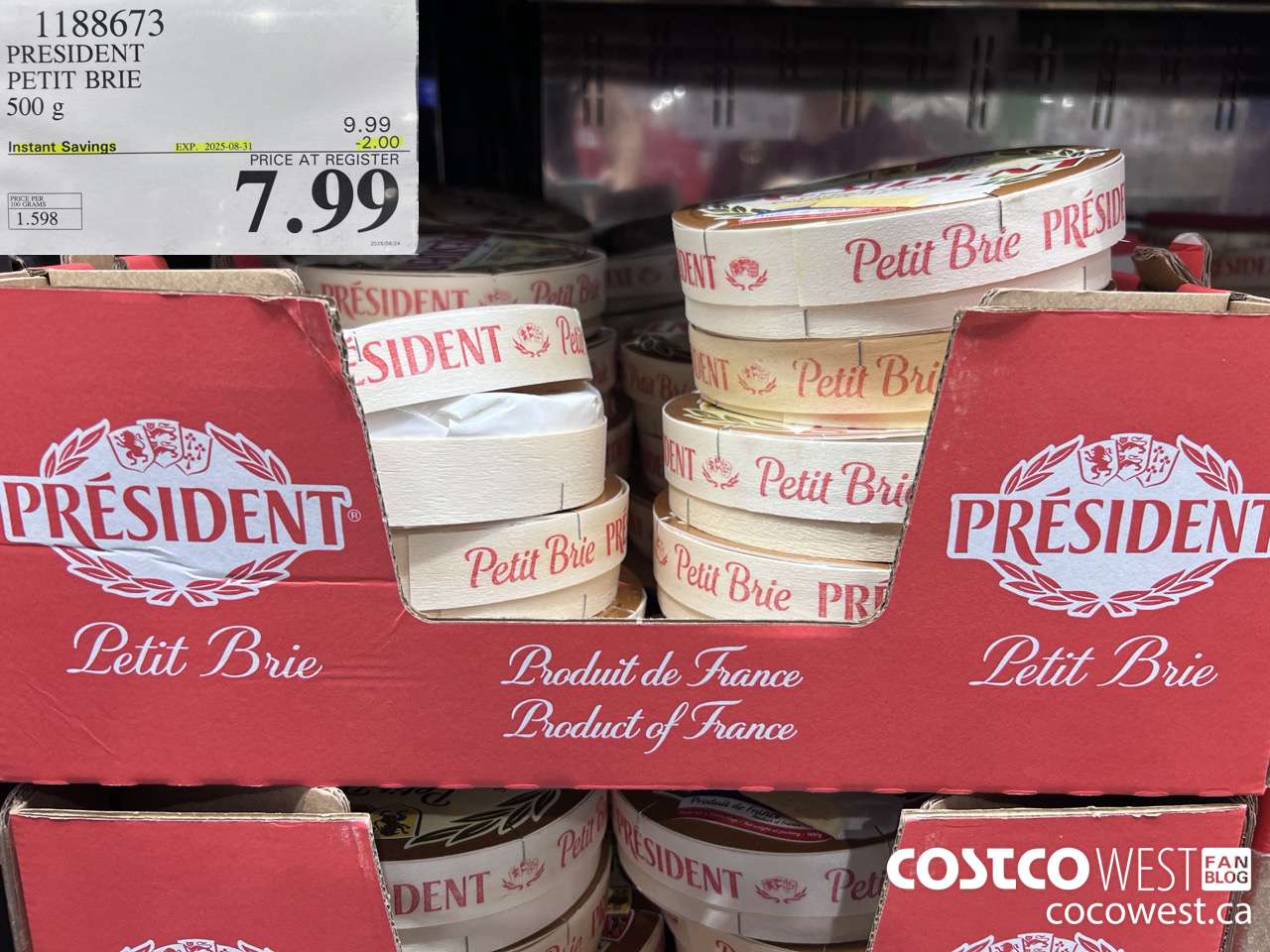 1188673 PRESIDENT PETIT BRIE 500 g ($2.00 INSTANT SAVINGS EXPIRES ON 2025-08-31) $7.99