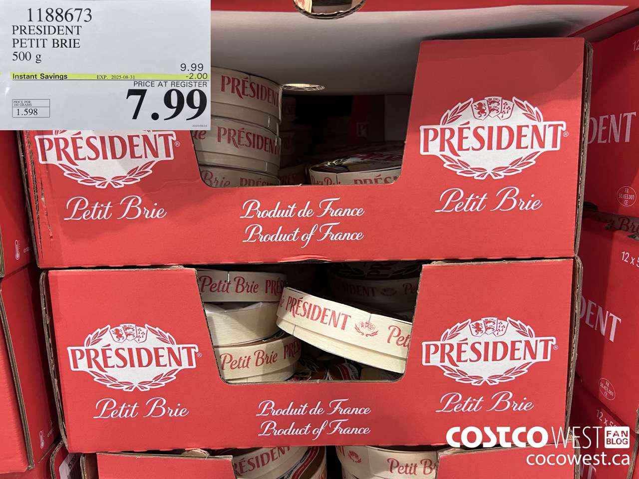 1188673 PRESIDENT PETIT BRIE 500 g ($2.00 INSTANT SAVINGS EXPIRES ON 2025-08-31) $7.99
