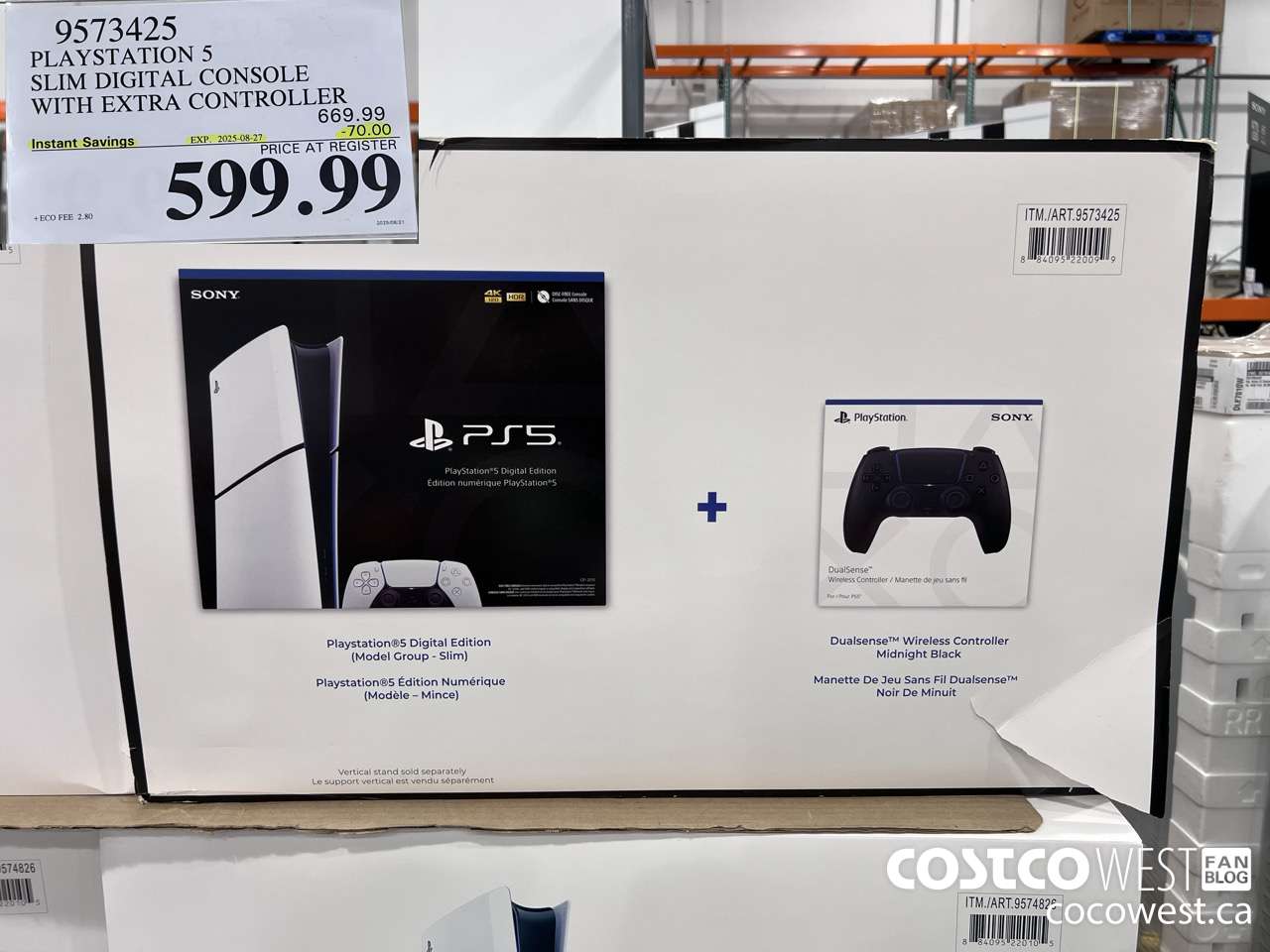 9573425 PS5 SLIM DIGITAL CONSOLE WITH EXTRA CONTROLLER ($70.00 INSTANT SAVINGS EXPIRES ON 2025-08-27) $599.99