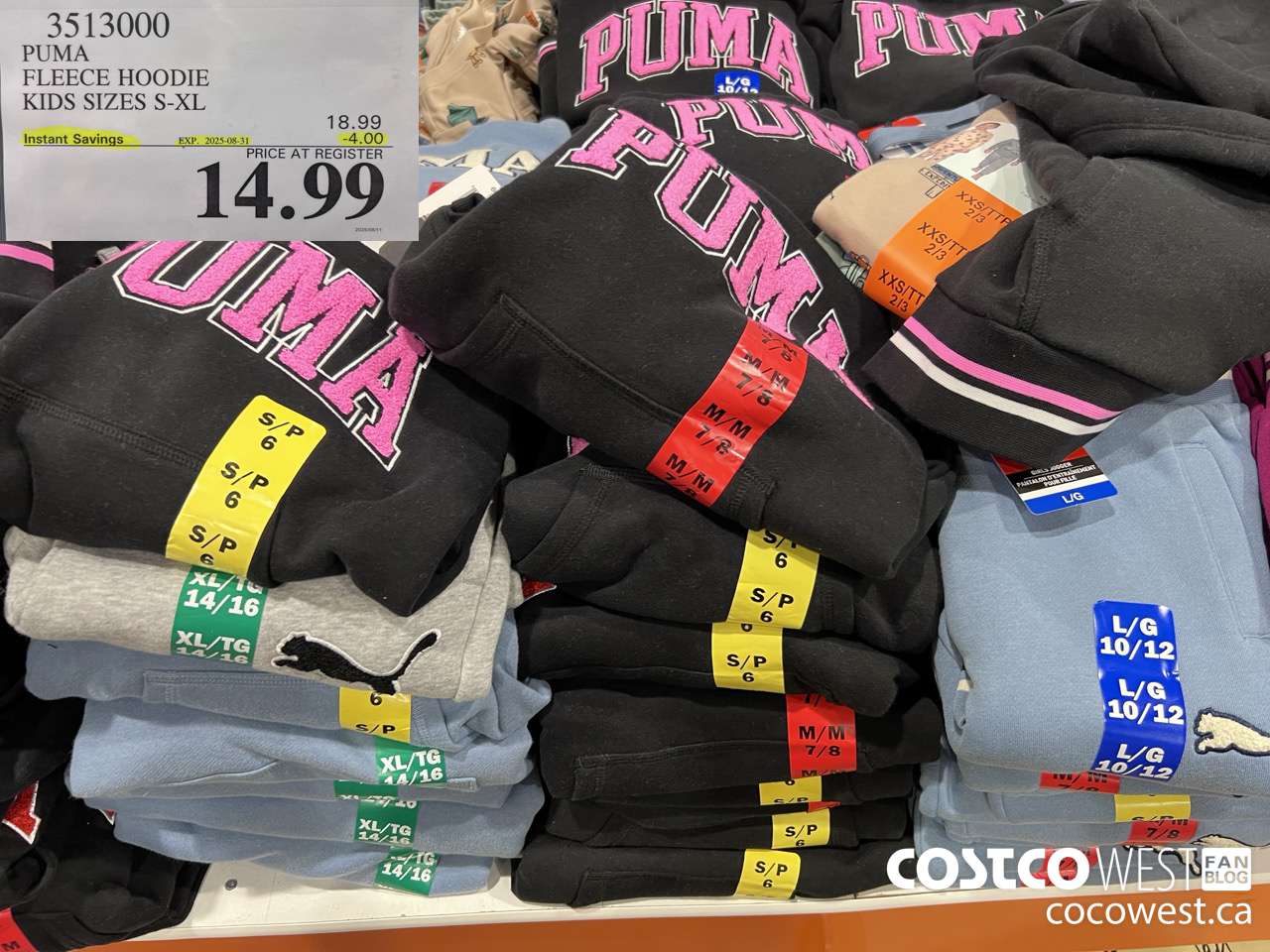3513000 PUMA FLEECE HOODIE GIRLS SIZES S-XL ($4.00 INSTANT SAVINGS EXPIRES ON 2025-08-31) $14.99