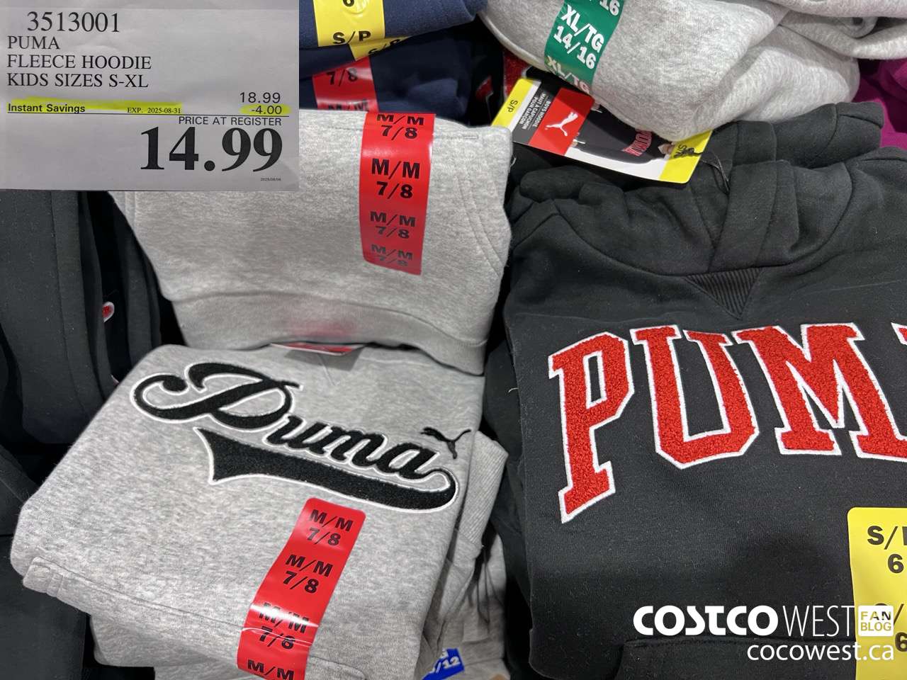 3513001 PUMA FLEECE HOODIE KIDS SIZES S-XL ($4.00 INSTANT SAVINGS EXPIRES ON 2025-08-31) $14.99