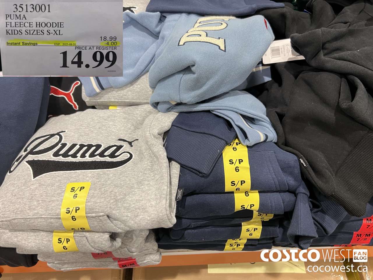 3513001 PUMA FLEECE HOODIE KIDS SIZES S-XL ($4.00 INSTANT SAVINGS EXPIRES ON 2025-08-31) $14.99