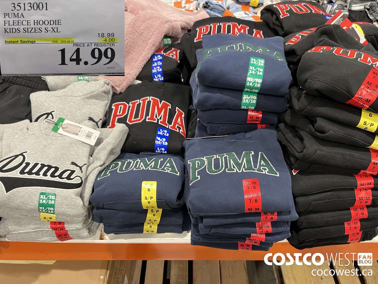 3513001 PUMA FLEECE HOODIE KIDS SIZES S-XL ($4.00 INSTANT SAVINGS EXPIRES ON 2025-08-31) $14.99