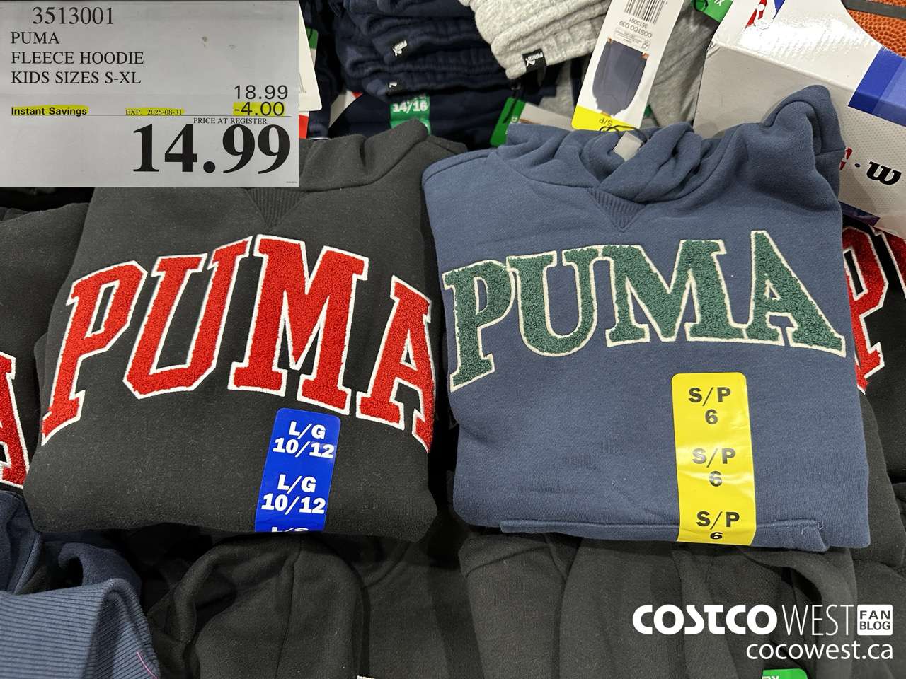 3513001 PUMA FLEECE HOODIE KIDS SIZES S-XL ($4.00 INSTANT SAVINGS EXPIRES ON 2025-08-31) $14.99