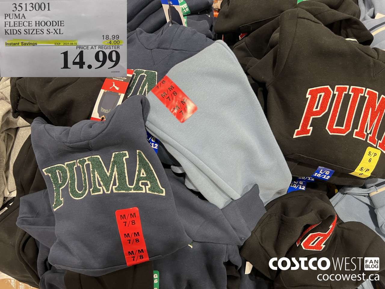 3513001 PUMA FLEECE HOODIE KIDS SIZES S-XL ($4.00 INSTANT SAVINGS EXPIRES ON 2025-08-31) $14.99