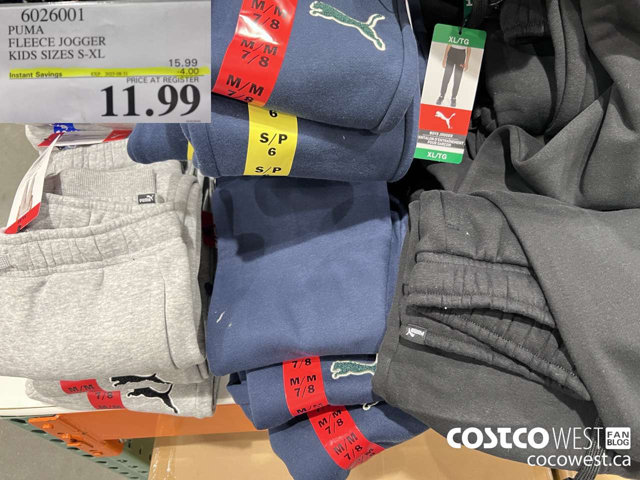 6026001 PUMA FLEECE JOGGER BOYS SIZES S-XL  ($4.00 INSTANT SAVINGS EXPIRES ON 2025-08-31) $11.99