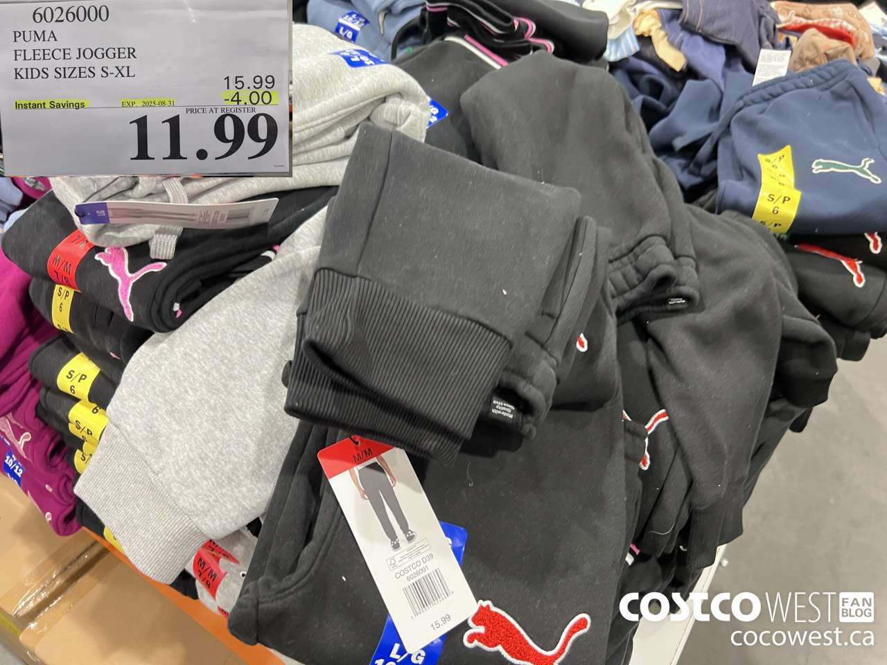 6026000 PUMA FLEECE JOGGER GIRLS SIZES S-XL  ($4.00 INSTANT SAVINGS EXPIRES ON 2025-08-31) $11.99