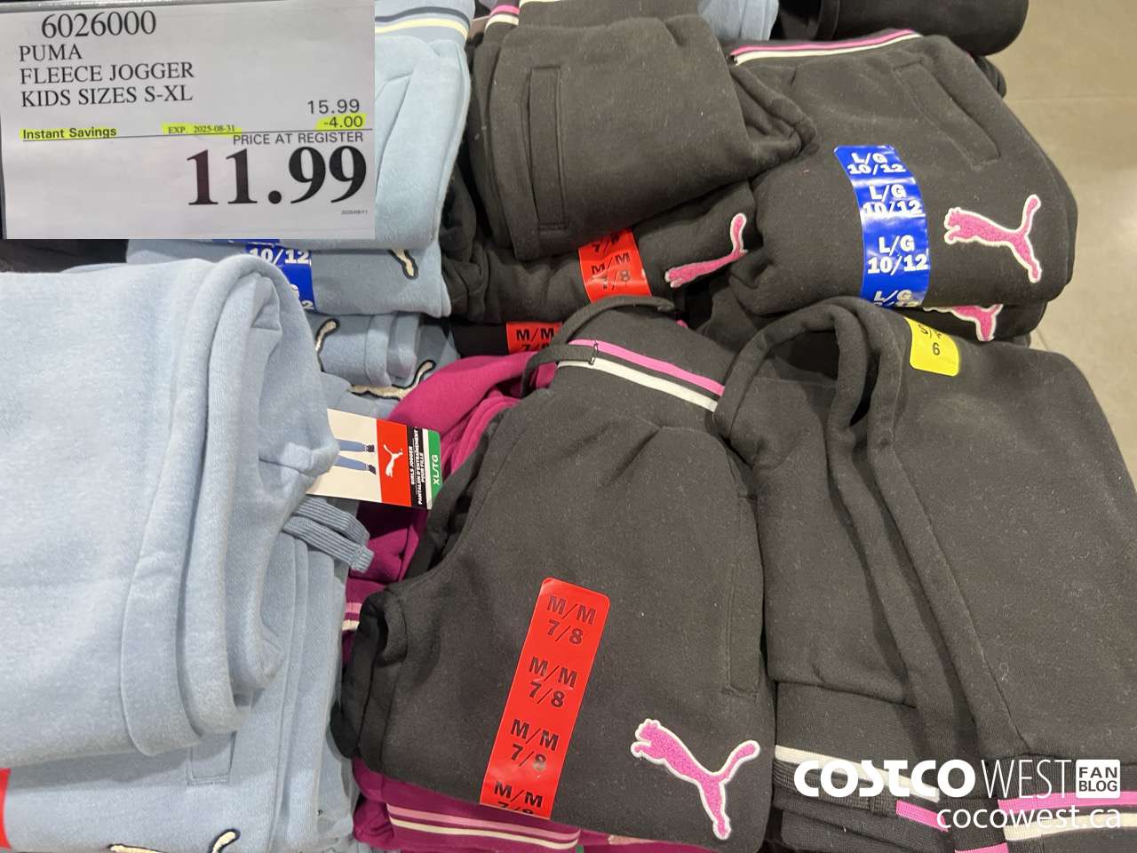 6026000 PUMA FLEECE JOGGER KIDS SIZES S-XL ($4.00 INSTANT SAVINGS EXPIRES ON 2025-08-31) $11.99