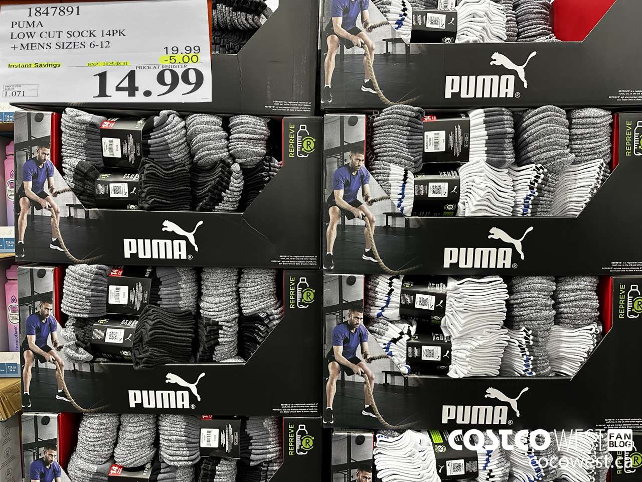 1847891 PUMA LOW CUT SOCKS 14PK MENS SIZES 6-12 ($5.00 INSTANT SAVINGS EXPIRES ON 2025-08-31) $14.99