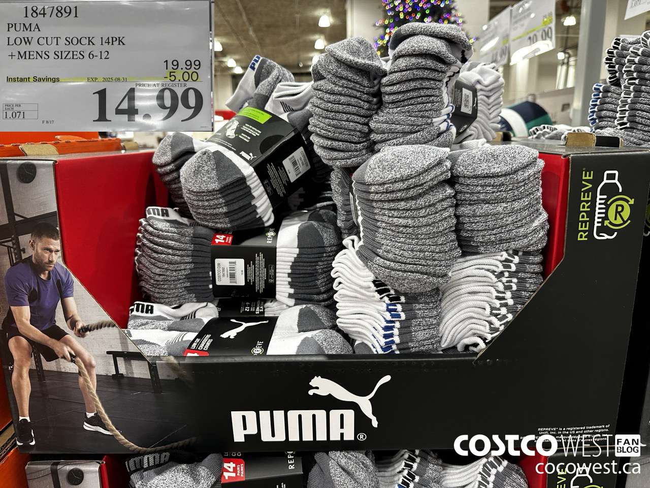 1847891 PUMA LOW CUT SOCKS 14PK MENS SIZES 6-12 ($5.00 INSTANT SAVINGS EXPIRES ON 2025-08-31) $14.99