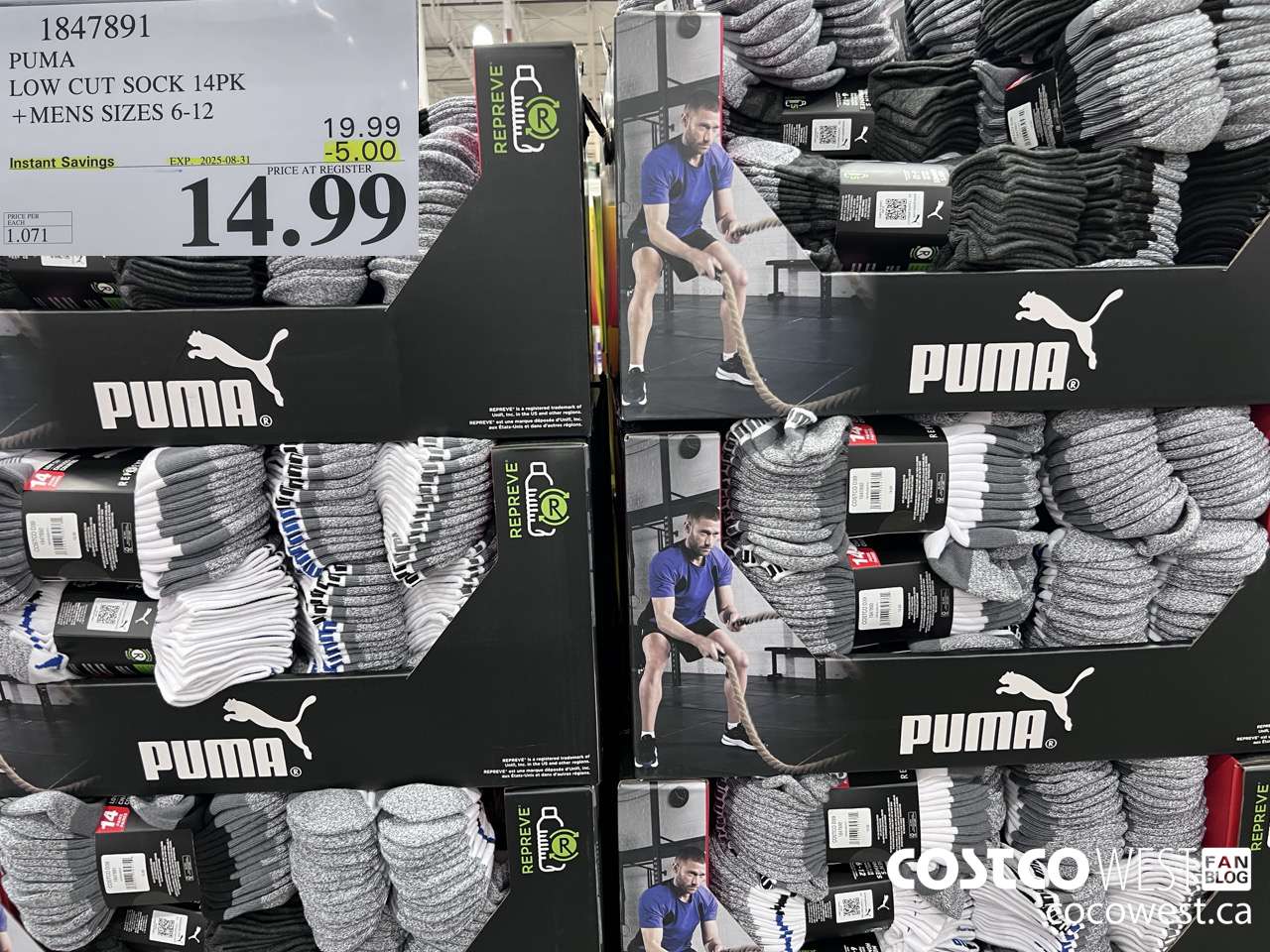 1847891 PUMA LOW CUT SOCKS 14PK MENS SIZES 6-12 ($5.00 INSTANT SAVINGS EXPIRES ON 2025-08-31) $14.99