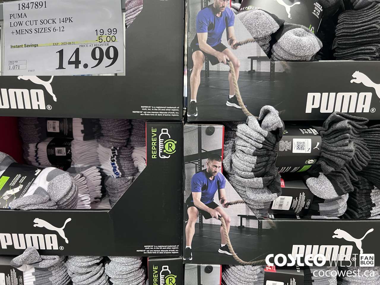 1847891 PUMA LOW CUT SOCKS 14PK MENS SIZES 6-12 ($5.00 INSTANT SAVINGS EXPIRES ON 2025-08-31) $14.99