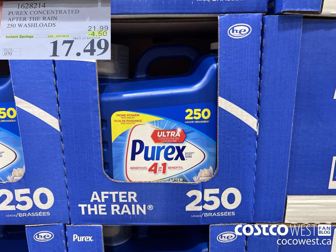 1628214 PUREX CONCENTRATED AFTER THE RAIN 250 WASHLOADS ($4.50 INSTANT SAVINGS EXPIRES ON 2025-08-24) $17.49