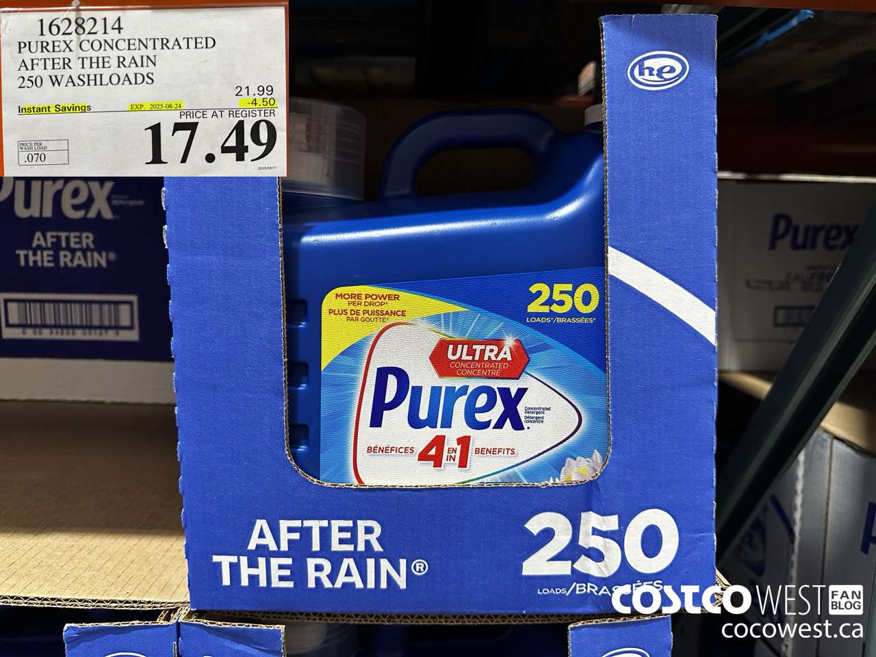 1628214 PUREX CONCENTRATED AFTER THE RAIN 250 WASHLOADS ($4.50 INSTANT SAVINGS EXPIRES ON 2025-08-24) $17.49