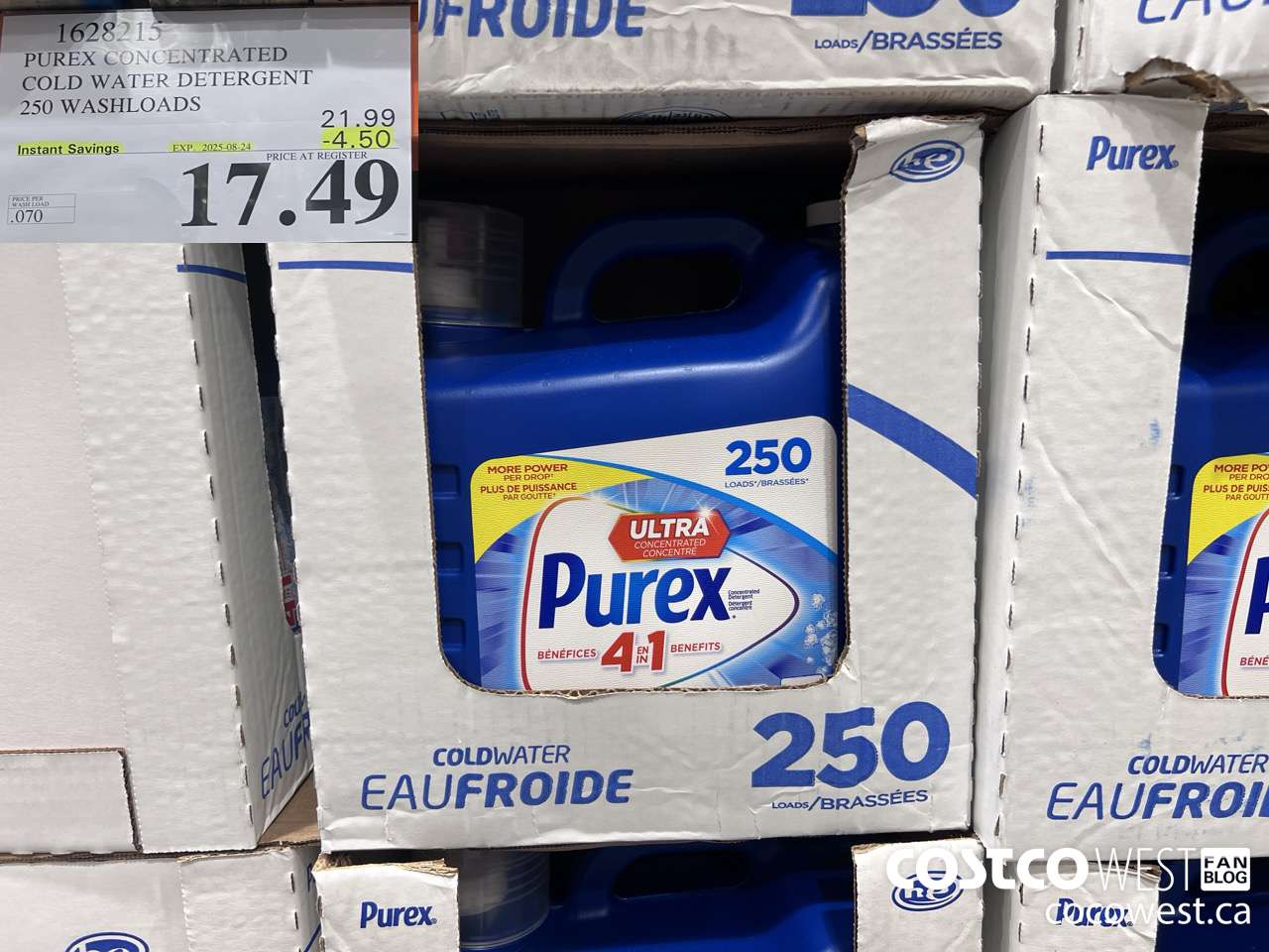 1628215 PUREX CONCENTRATED COLD WATER DETERGENT 250 WASHLOADS ($4.50 INSTANT SAVINGS EXPIRES ON 2025-08-24) $17.49