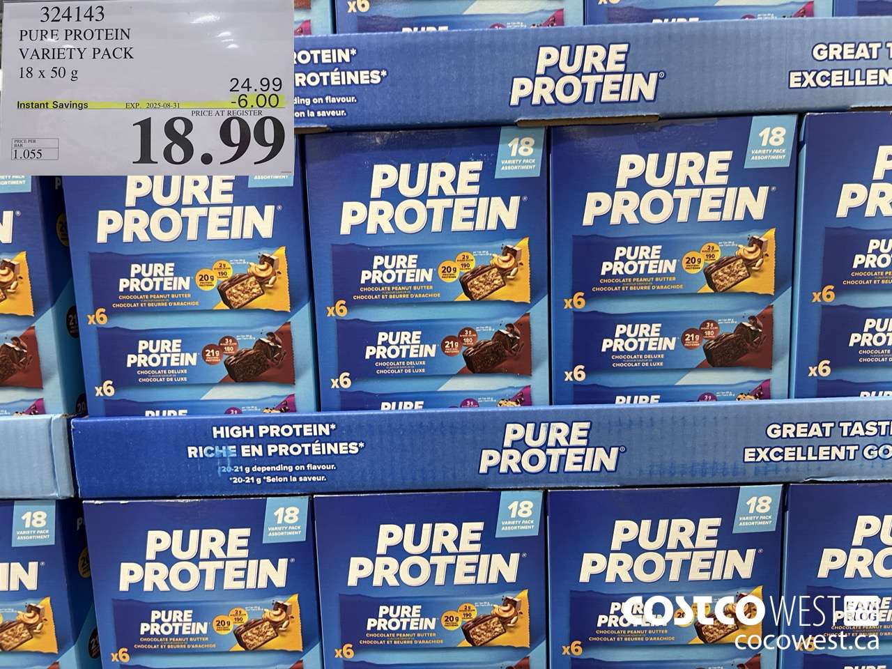 324143 PURE PROTEIN VARIETY PACK 18 X 50G ($6.00 INSTANT SAVINGS EXPIRES ON 2025-08-31) $18.99