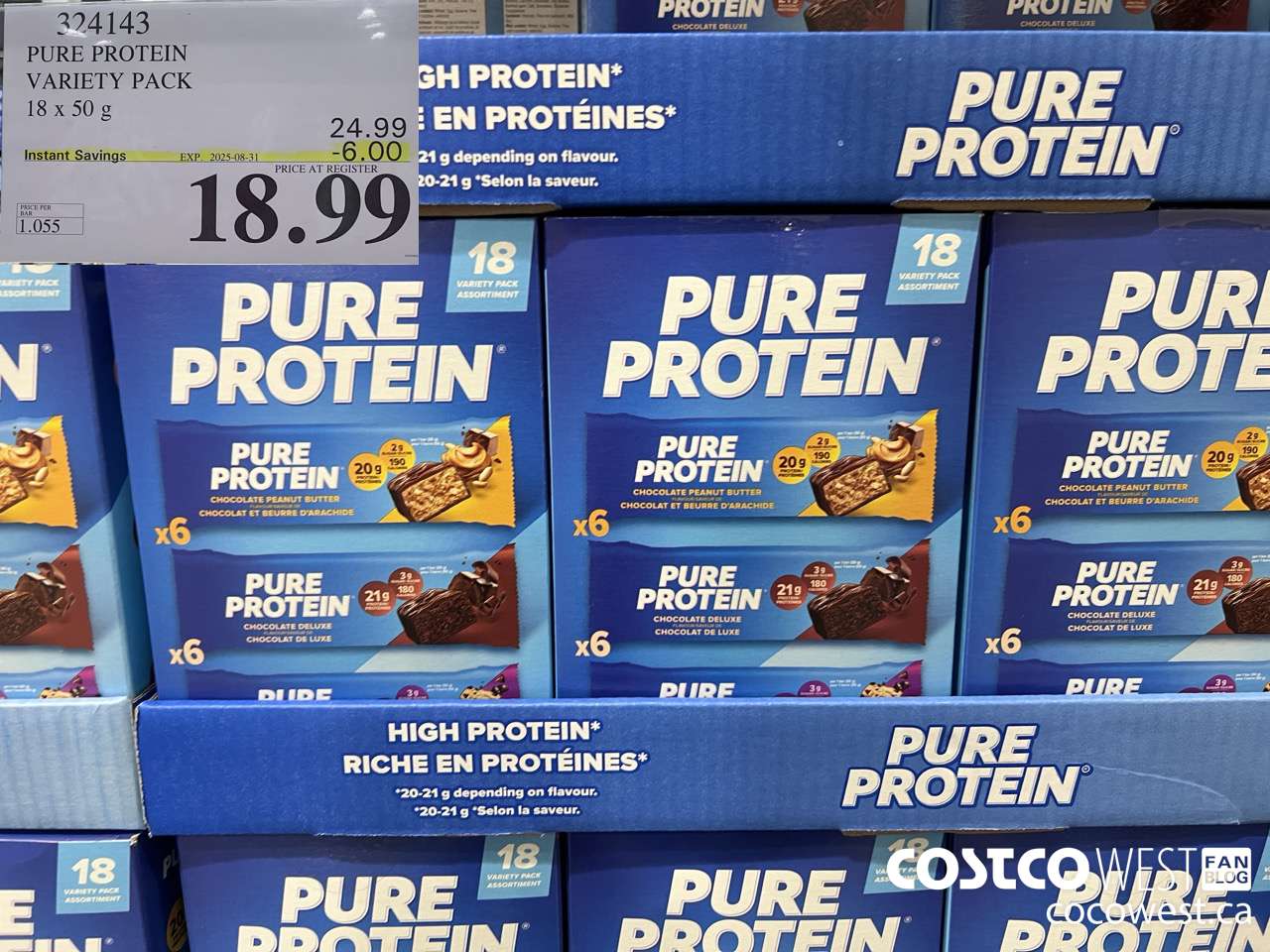 324143 PURE PROTEIN VARIETY PACK 18 X 50G ($6.00 INSTANT SAVINGS EXPIRES ON 2025-08-31) $18.99