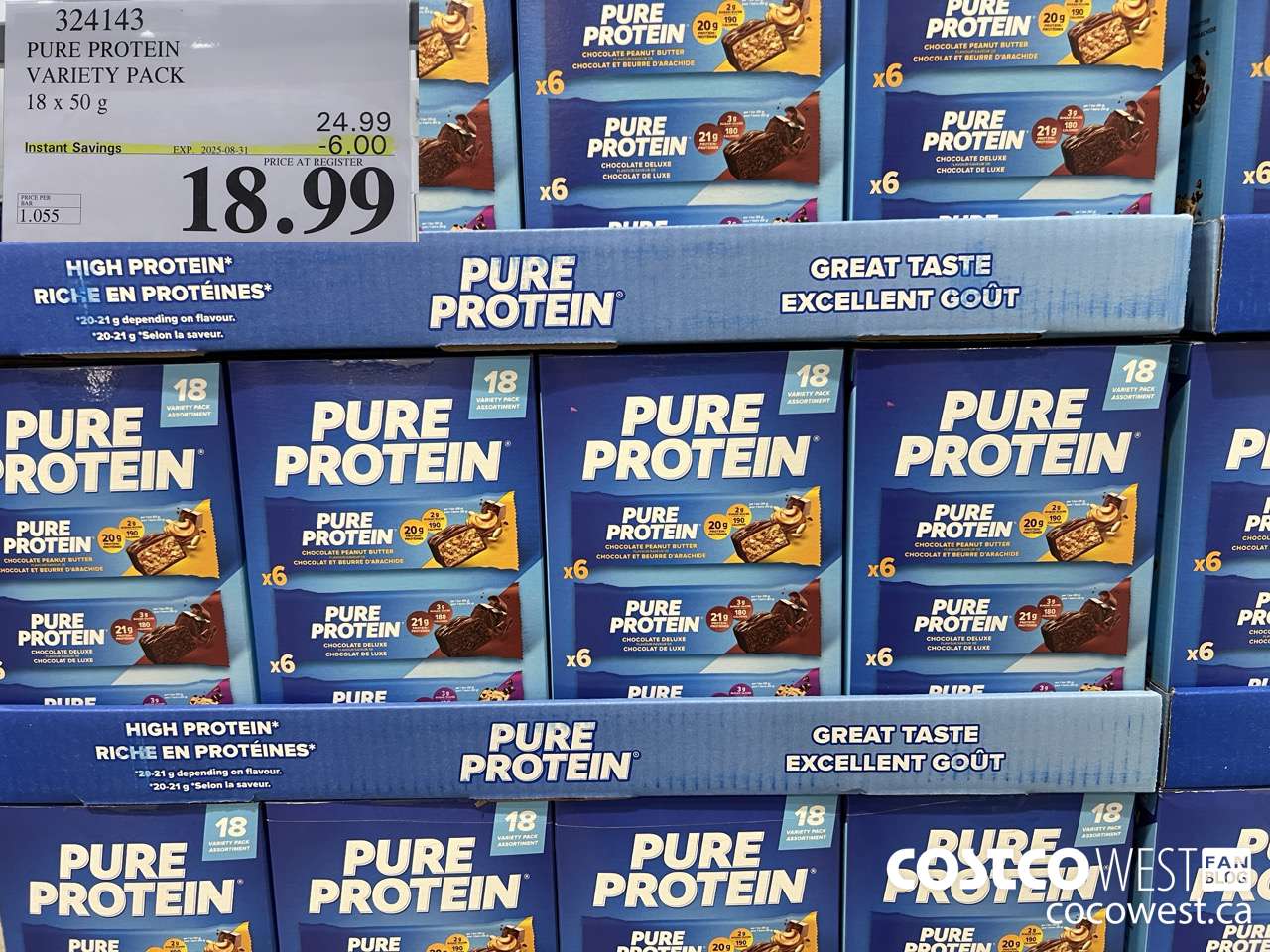 324143 PURE PROTEIN VARIETY PACK 18 X 50G ($6.00 INSTANT SAVINGS EXPIRES ON 2025-08-31) $18.99