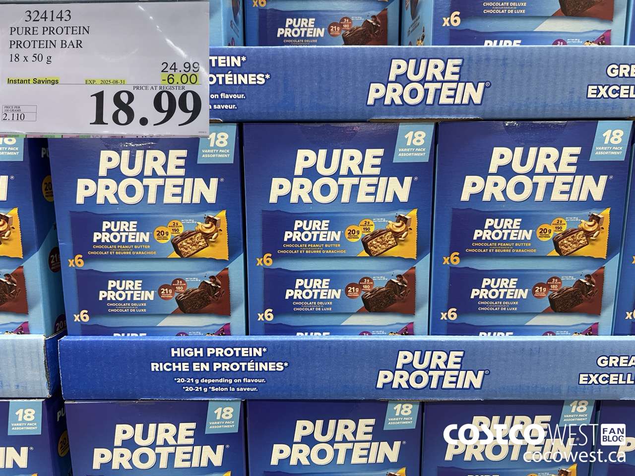 324143 PURE PROTEIN VARIETY PACK 18 X 50G ($6.00 INSTANT SAVINGS EXPIRES ON 2025-08-31) $18.99
