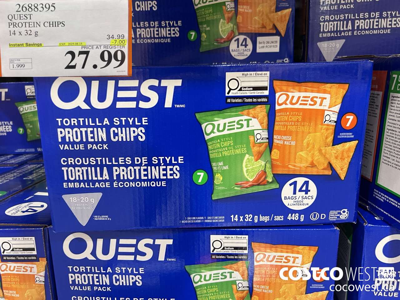 2688395 QUEST PROTEIN CHIPS 14 X 32G ($7.00 INSTANT SAVINGS EXPIRES ON 2025-08-15) $27.99