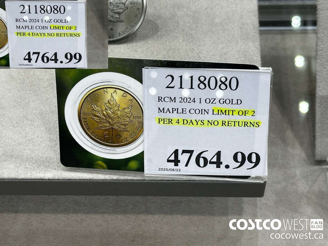 2118080 RCM 2024 1 OZ GOLD. MAPLE COIN LIMIT OF 2 PER 4 DAYS NO RETURNS $4764.99