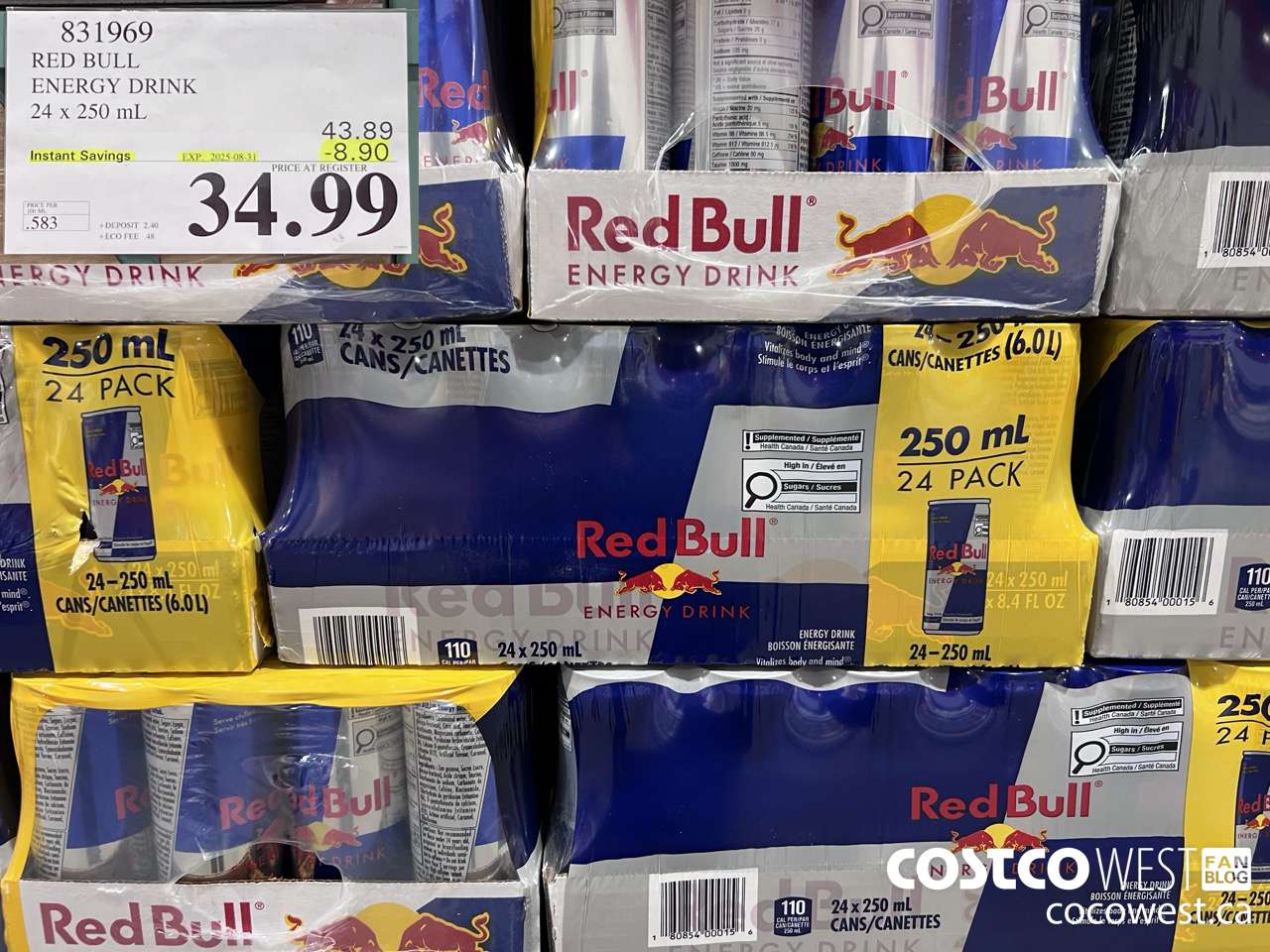 831969 RED BULL ENERGY DRINK 24 X 250ML ($8.90 INSTANT SAVINGS EXPIRES ON 2025-08-31) $34.99