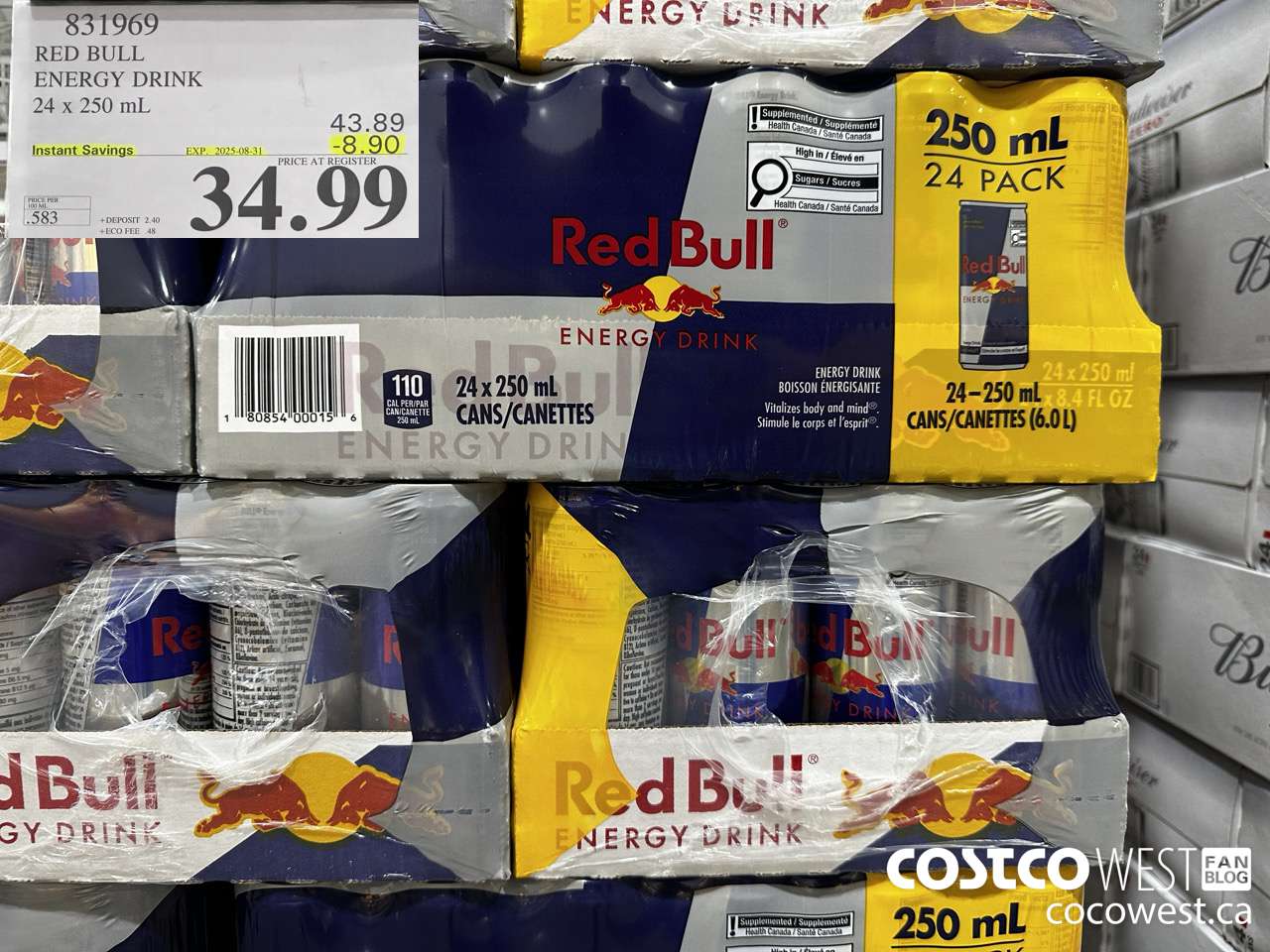831969 RED BULL ENERGY DRINK 24 X 250ML ($8.90 INSTANT SAVINGS EXPIRES ON 2025-08-31) $34.99