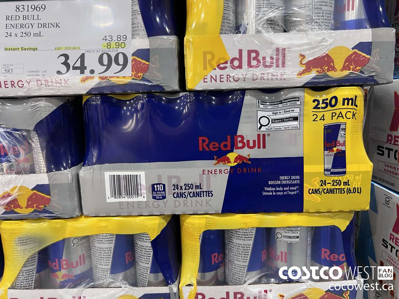 831969 RED BULL ENERGY DRINK 24 X 250ML ($8.90 INSTANT SAVINGS EXPIRES ON 2025-08-31) $34.99