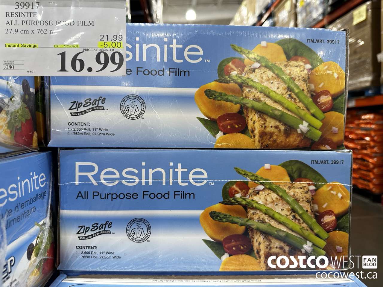 39917 RESINITE ALL PURPOSE FOOD FILM 27.9 CM x 762 M ($5.00 INSTANT SAVINGS EXPIRES ON 2025-08-31) $16.99