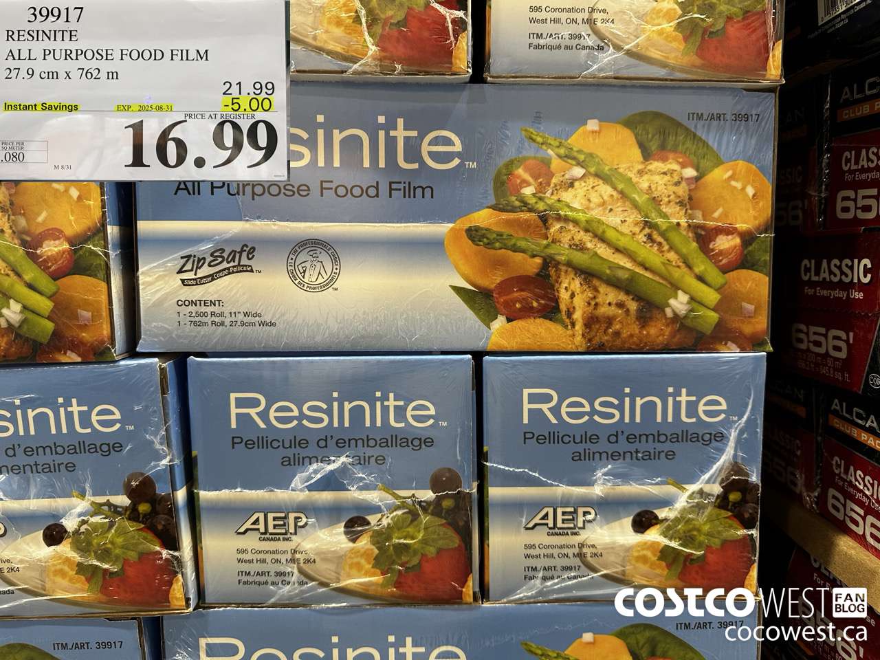 39917 RESINITE ALL PURPOSE FOOD FILM 27.9 CM x 762 M ($5.00 INSTANT SAVINGS EXPIRES ON 2025-08-31) $16.99