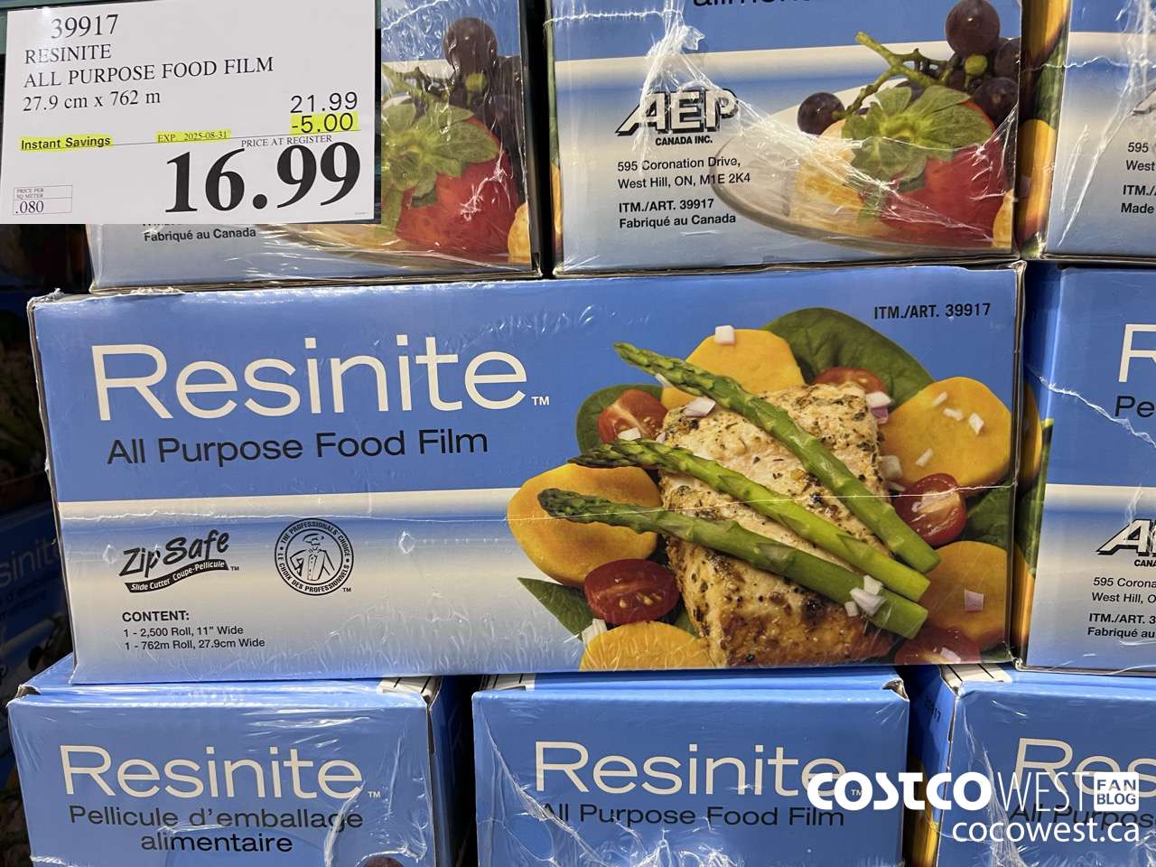 39917 RESINITE ALL PURPOSE FOOD FILM 27.9 CM x 762 M ($5.00 INSTANT SAVINGS EXPIRES ON 2025-08-31) $16.99