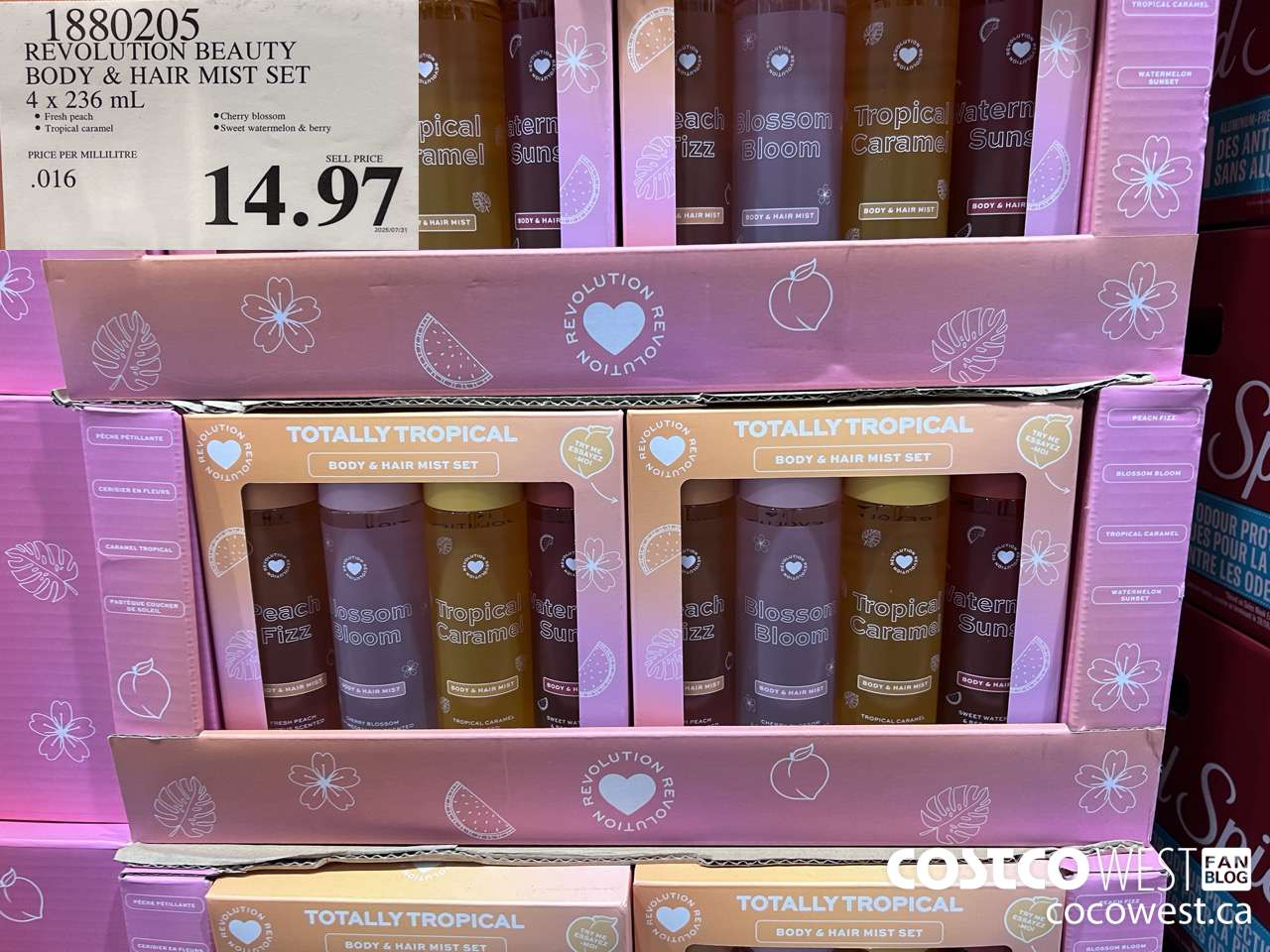 1880205 REVOLUTION BEAUTY BODY & HAIR MIST SET 4 X 236ML $14.97