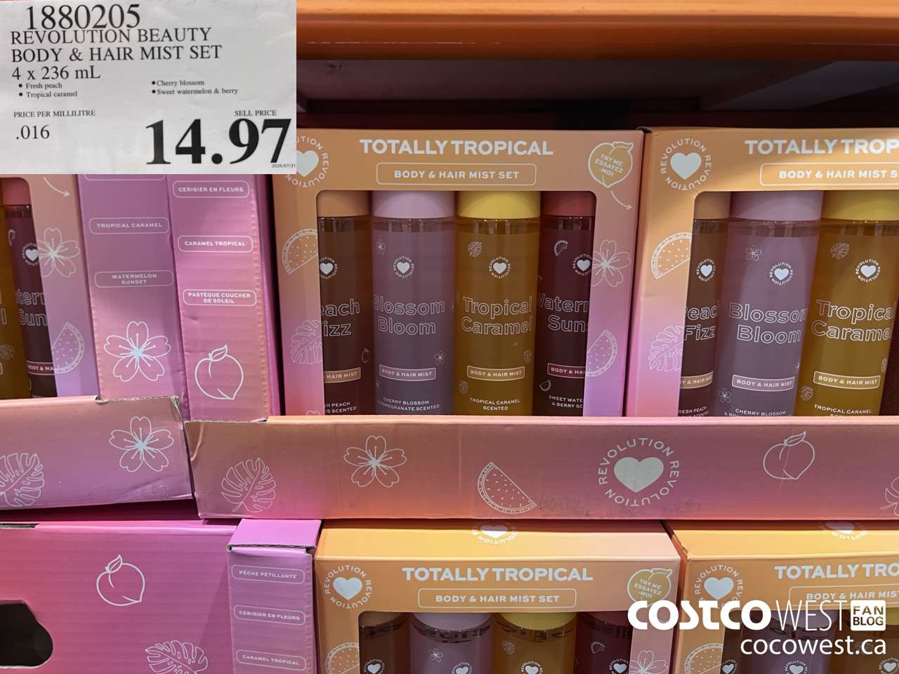 1880205 REVOLUTION BEAUTY BODY & HAIR MIST SET 4 X 236ML $14.97
