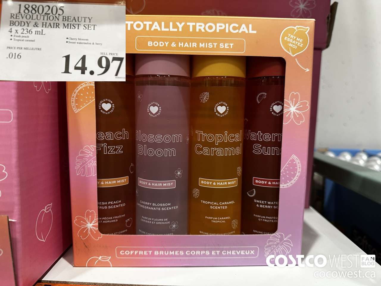 1880205 REVOLUTION BEAUTY BODY & HAIR MIST SET 4 X 236ML $14.97