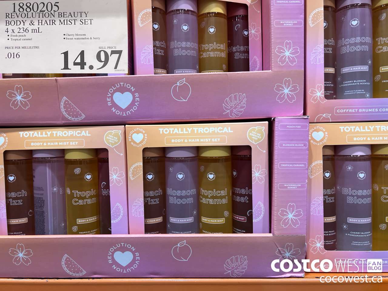 1880205 REVOLUTION BEAUTY BODY & HAIR MIST SET 4 X 236ML $14.97