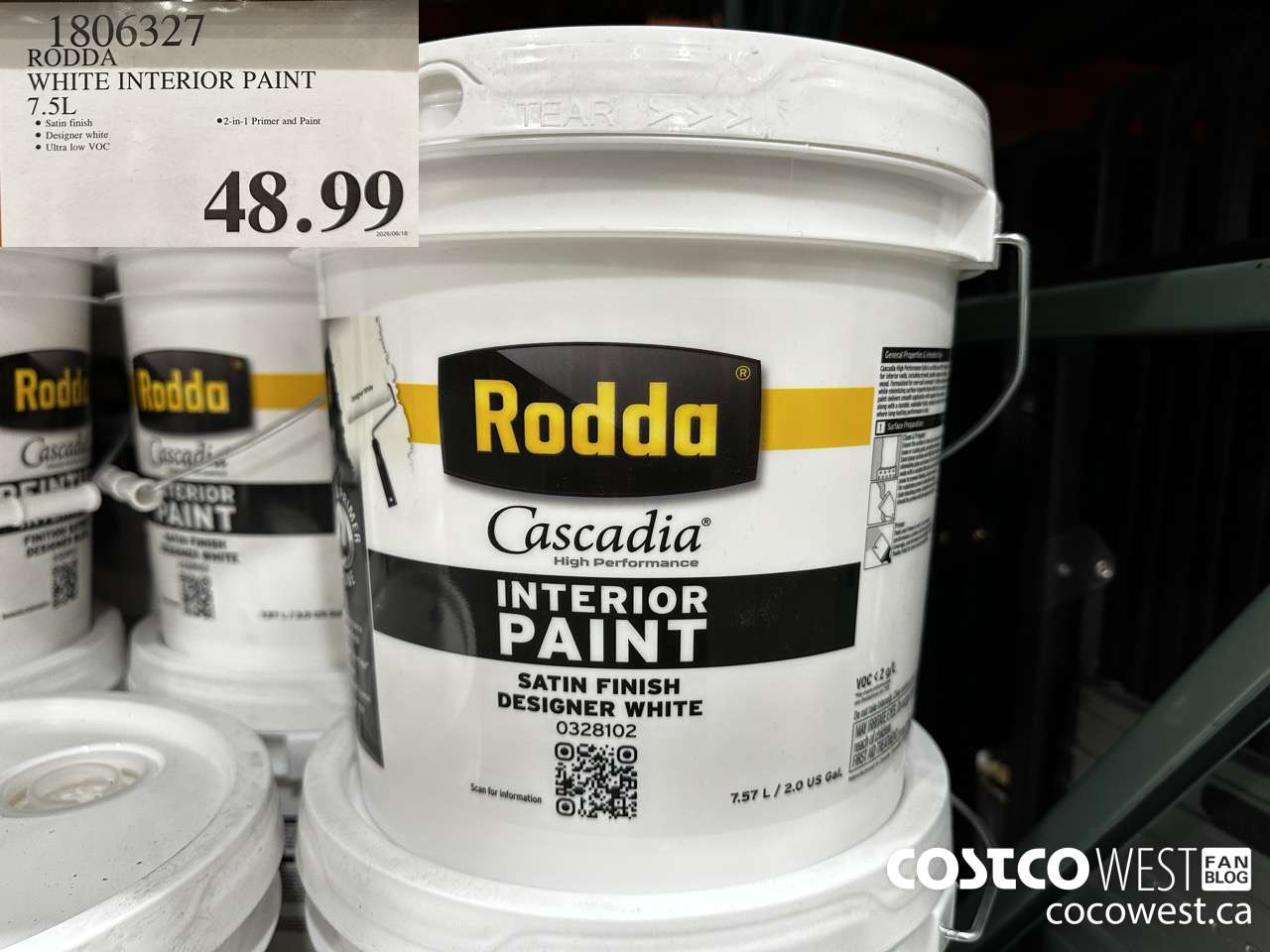 1806327 RODDA WHITE INTERIOR PAINT 7.5L $48.99