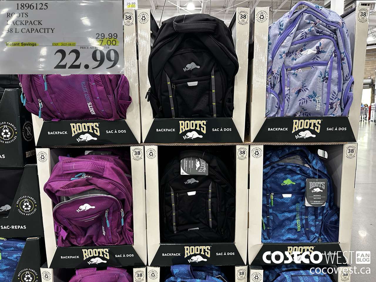 1896125 ROOTS BACKPACK 38L CAPACITY ($7.00 INSTANT SAVINGS EXPIRES ON 2025-08-03) $22.99