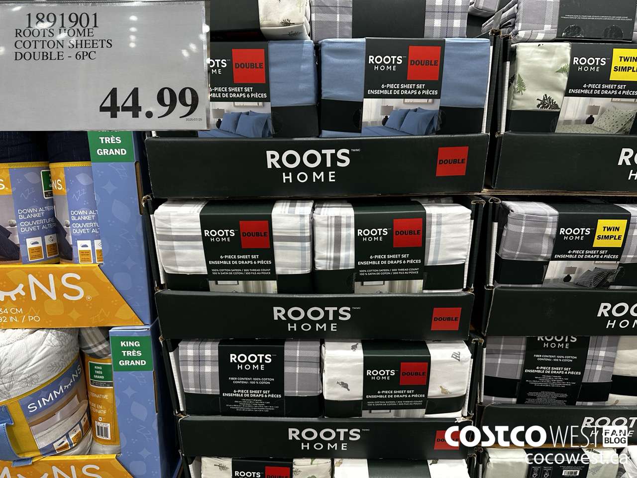 1891901 ROOTS COTTON SHEETS DOUBLE 6PC $44.99