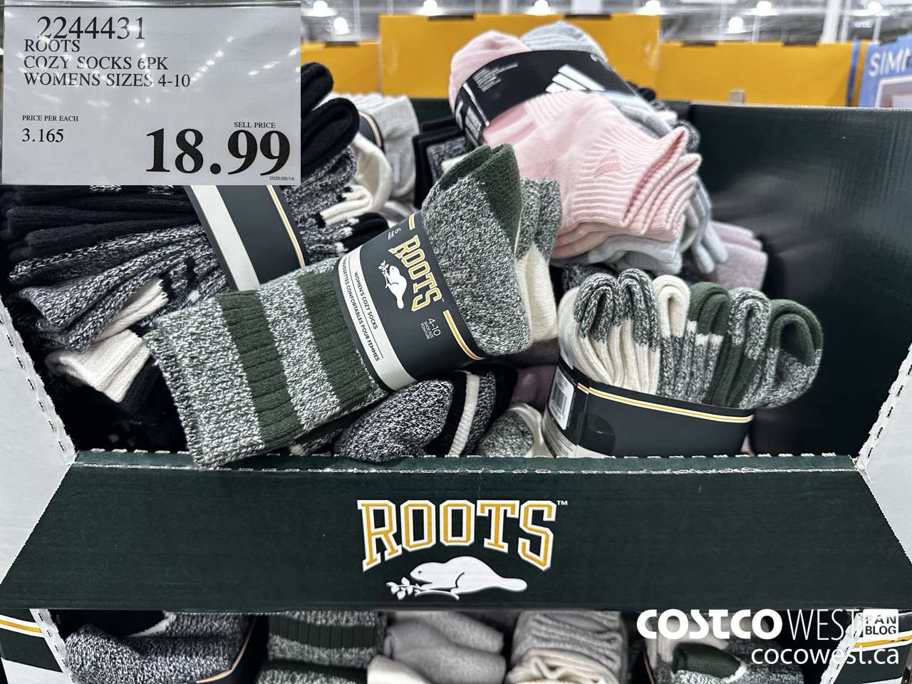 2244431 ROOTS COZY SOCKS 6PK LADIES SIZES 4-10 $18.99