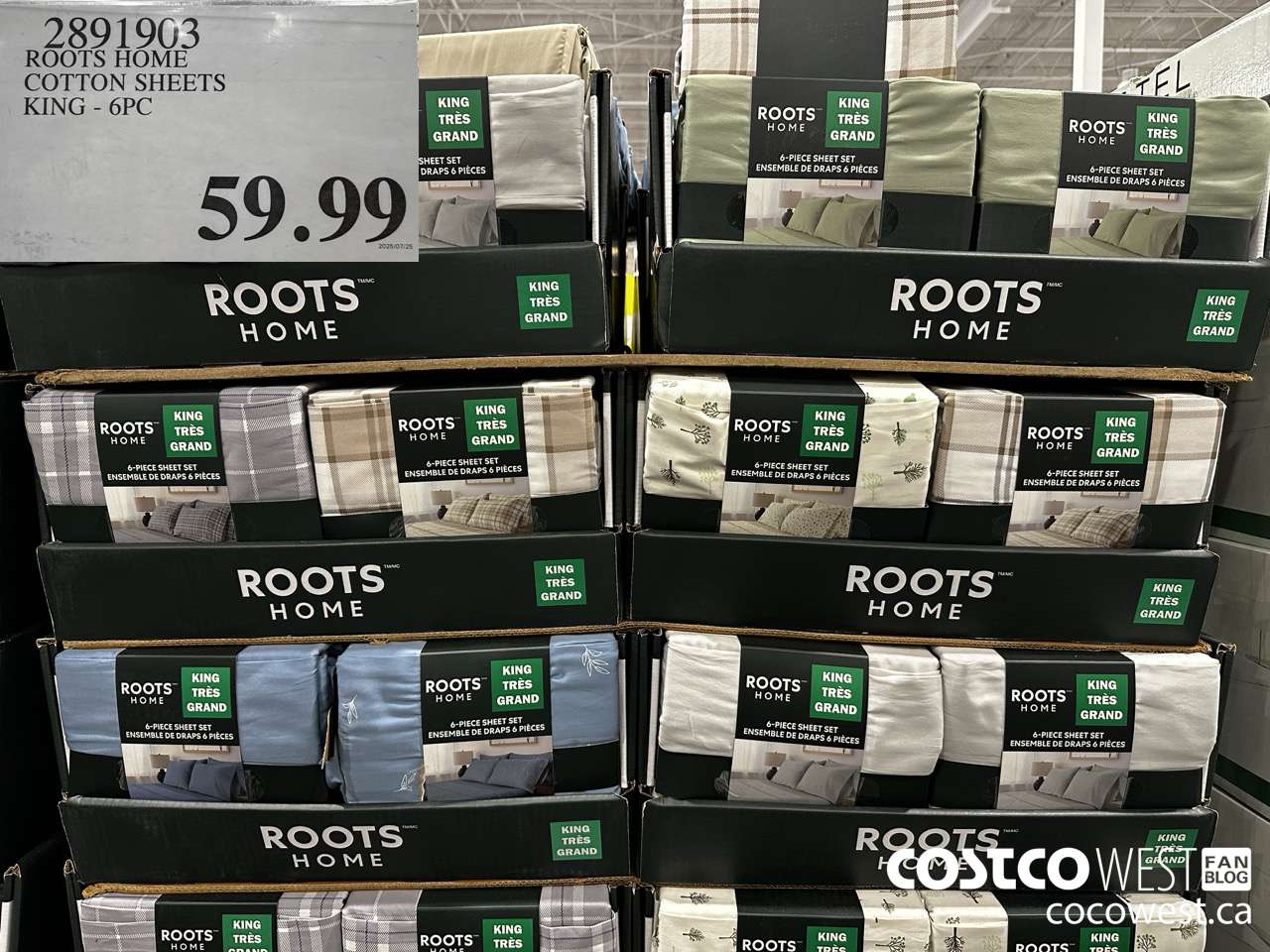 2891903 ROOTS HOME COTTON SHEETS KING 6PC $59.99