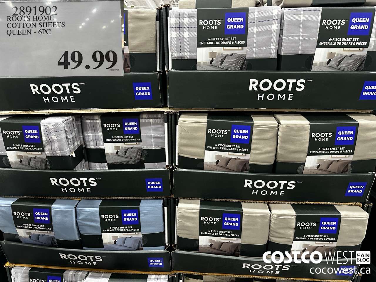 2891902 ROOTS HOME COTTON SHEETS QUEEN 6PC $49.99