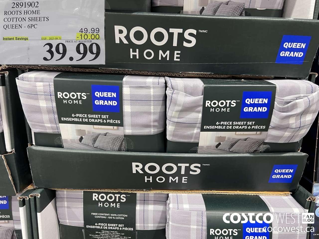 2891902 ROOTS HOME COTTON SHEETS QUEEN 6PC ($10.00 INSTANT SAVINGS EXPIRES ON 2025-08-31) $39.99