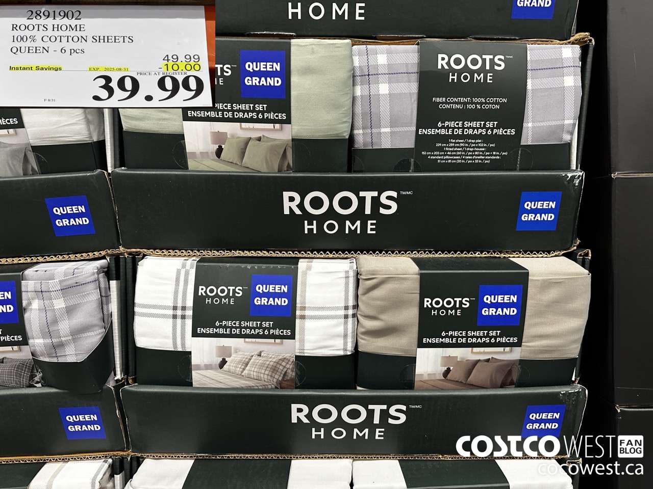 2891902 ROOTS HOME COTTON SHEETS QUEEN 6PC ($10.00 INSTANT SAVINGS EXPIRES ON 2025-08-31) $39.99