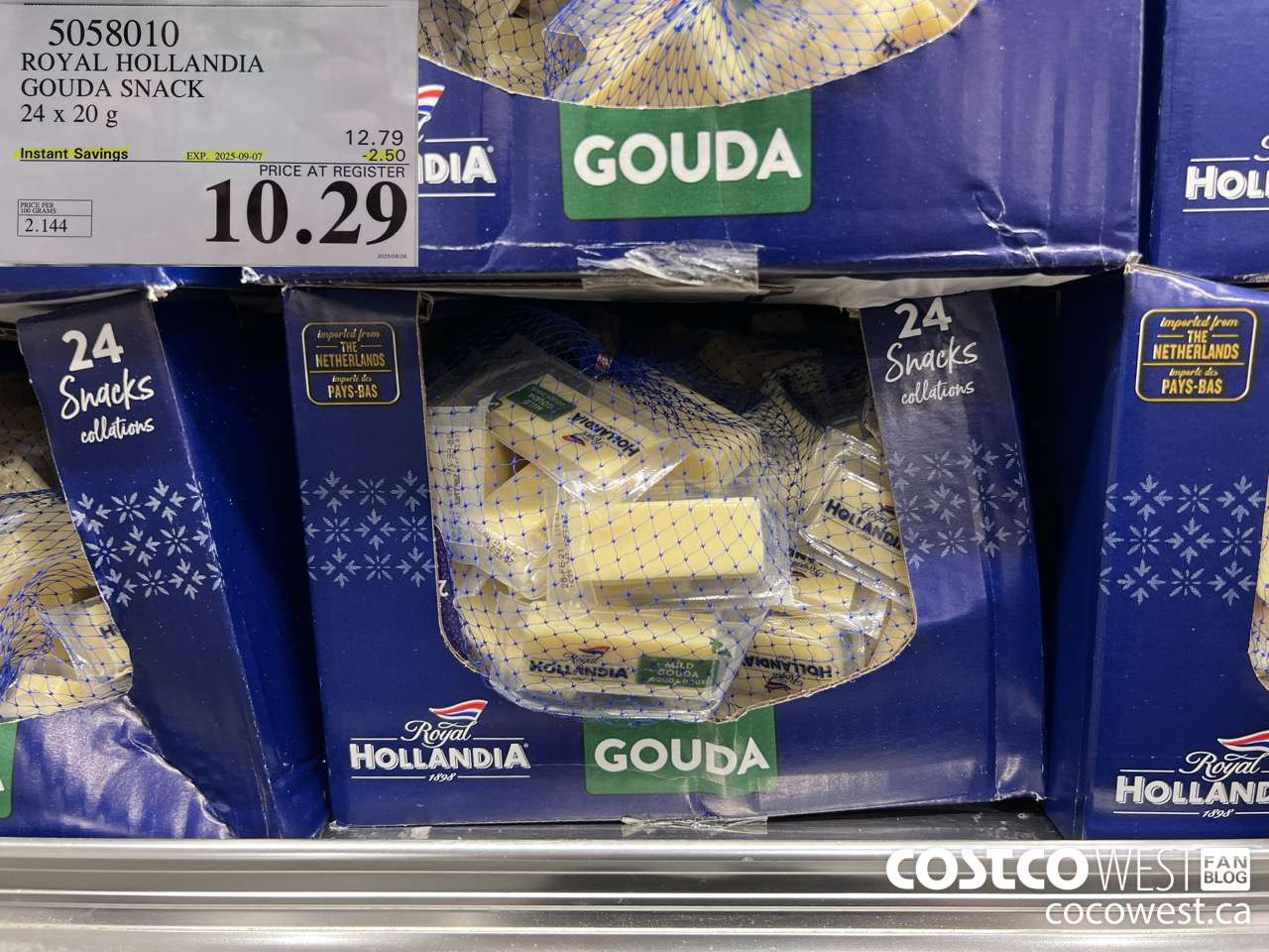 5058010 ROYAL HOLLANDIA GOUDA SNACK 24 x 20 g ($2.50 INSTANT SAVINGS EXPIRES ON 2025-09-07) $10.29