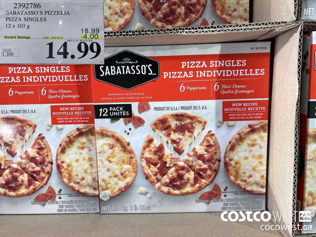 2392786 SABATASSO'S PIZZERIA PIZZA SINGLES 12 X 103G ($4.00 INSTANT SAVINGS EXPIRES ON 2025-08-31) $14.99