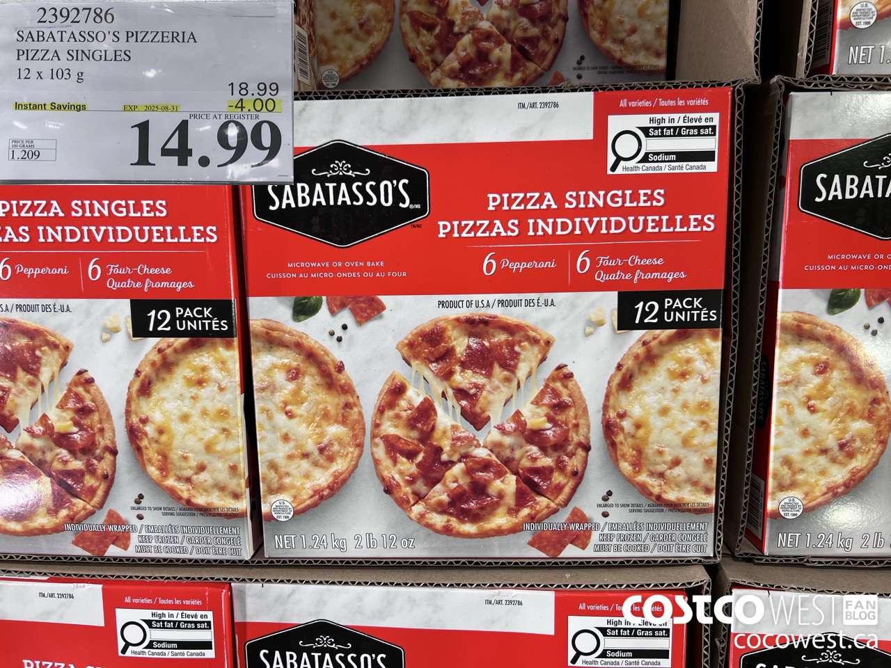 2392786 SABATASSO'S PIZZERIA PIZZA SINGLES 12 X 103G ($4.00 INSTANT SAVINGS EXPIRES ON 2025-08-31) $14.99