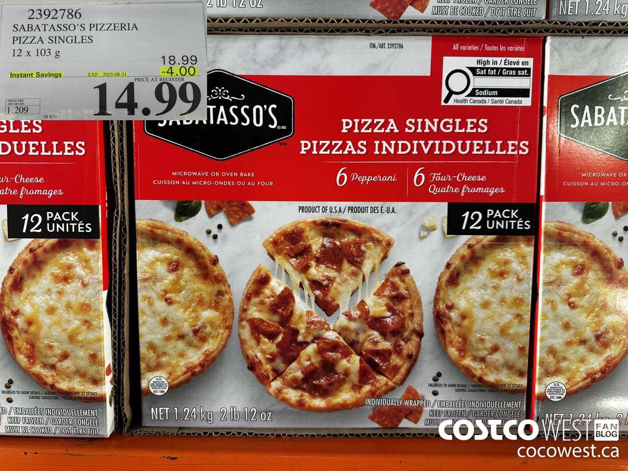 2392786 SABATASSO'S PIZZERIA PIZZA SINGLES 12 X 103G ($4.00 INSTANT SAVINGS EXPIRES ON 2025-08-31) $14.99