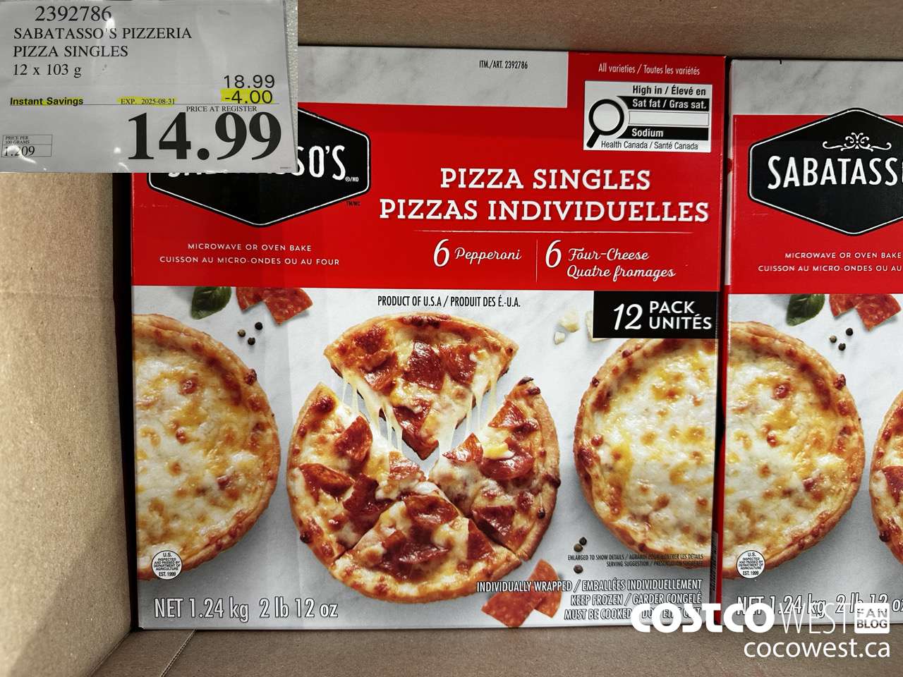 2392786 SABATASSO'S PIZZERIA PIZZA SINGLES 12 X 103G ($4.00 INSTANT SAVINGS EXPIRES ON 2025-08-31) $14.99